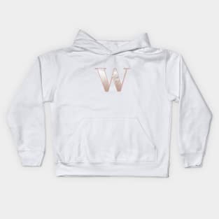 Monogram rose gold glitter marble W Kids Hoodie